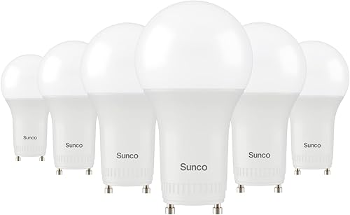Sunco - Paquete de 6 bombillas LED GU24 de 2 clavijas A19, luz diurna de 5000 K, equivalente a 9 W 60 W, CFL de repuesto 800 LM, súper brillante