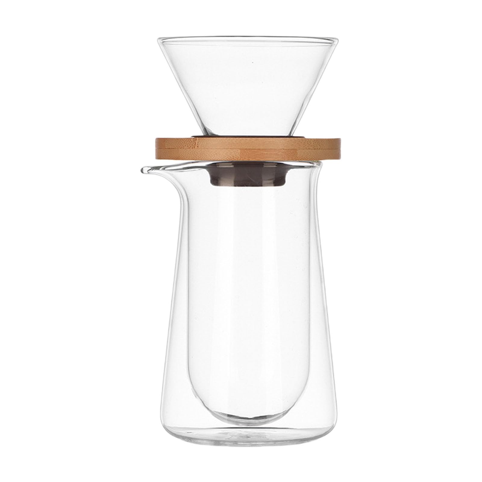 Xjdzineq Insulated Borosilicate Glass Coffee Brewer Carafe and Dripper Set for Cold Brew and Hot Pour with Simple Cleaning Filter Glass Over Insulated Hand