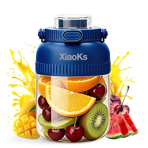 Xiaoks Portable Blender Personal Blenders for Shakes and Smoothies with 43oz Travel Cup Rechargeable USB with BPA Free Cup and Lid Small Blenders Cup for Kitchen Office Travel Gym (BLUE)