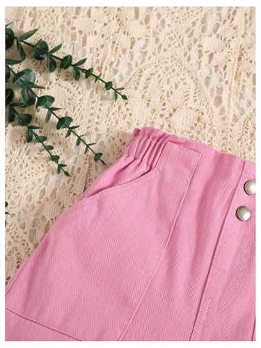 SweatyRocks Girl's Casual Elastic High Waist Wide Leg Jeans Button Front Pockets Denim Pants4