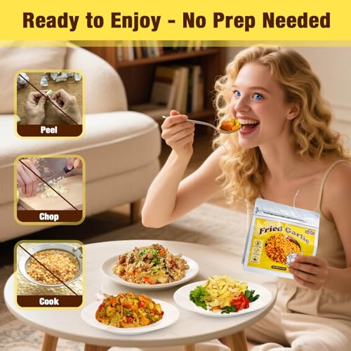 Fangkic Fried Garlic, 11 oz/312 g Crispy Garlic, Dried Minced, Crunchy Roasted Seasoning, Vegan, Gluten-Free Snack, Ready-to-Use Topping for Ramen, Chicken, Stir-Fry Meals, Salads