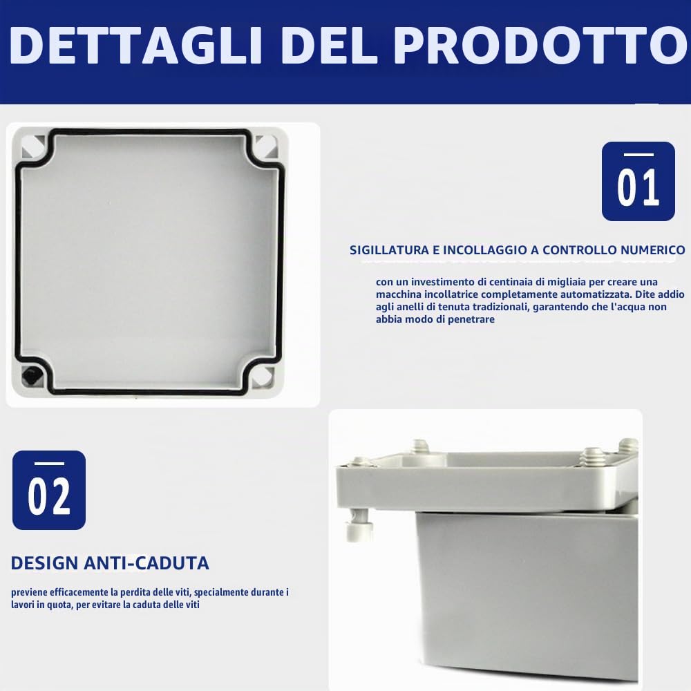 Project Box, copertura in plastica ABS IP67 scatola di giunzione elettronica, custodia impermeabile per fai da te (1 pz – 250 x 150 x 100mm), Grigio Chiaro