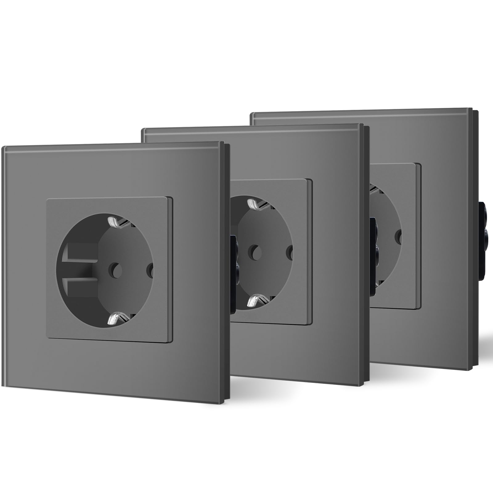 BSEED Enchufe de Pared con USB C,Enchufes Dobles Empotrados con Cristal,Toma de Corriente,Seguridad infantil,Fácil de Instalar,M Serie,2 Enchufes con USB y Tipo C,157mm Blanco — view 23