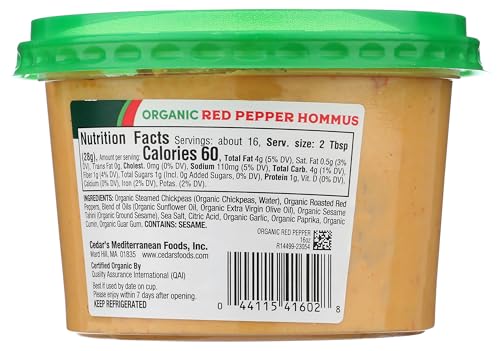 Cedar'S 0044115416028 Foods, Organic Roasted Red Pepper Hommus thumb #1