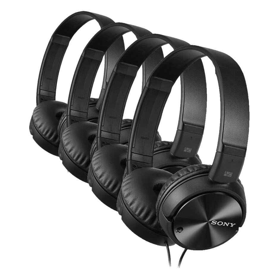 Image of Sony MDRZX110NC Noise Canceling On Ear Headphones, Black, Wired (Pack of 4)