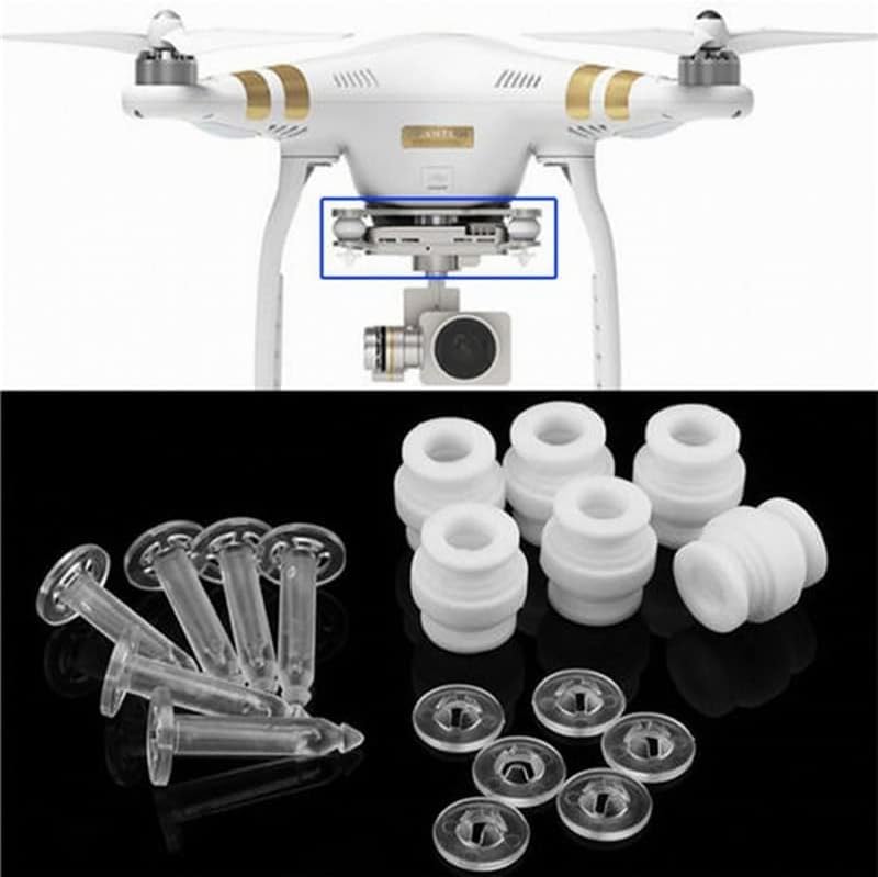 A Set White Shock Absorption Damping Rubber Balls+Anti-drop Bumper Pins Kit for DJI Phantom 3 Standard Professional Advanced,Cushion Repair Spare Parts,Drone Accessories Quadcopters and Accessories
