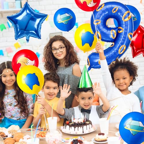 Image of number 40 inch blue and gold ring balloon set birthday number decoration aluminum film balloon suitable for boys and girls blue theme party cartoon party decoration supplies (9)