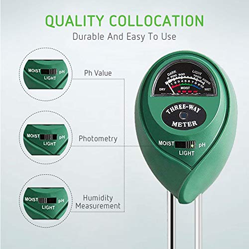 image for VIVOSUN Soil Tester, 3-in-1 Plant Moisture Meter Light and PH Tester f