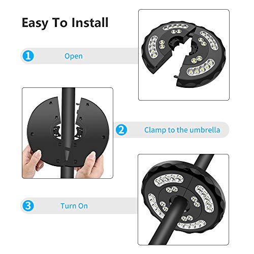 Patio Umbrella Lights, Rechargeable TOTOBAY 28 LEDs Cordless Umbrella Pole Light for Patio Umbrellas, Camping Tents and Other Outdoor Use, 2 Level Dimming Switch( Warm Light )