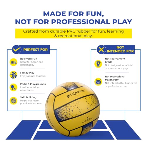 Image of Lifelong Volleyball for Kids, Teens & Adults | Lightweight PVC | Soft Touch Training Ball | Indoor & Outdoor Play | Beach, Pool & Recreational Play | Yellow | 8.6 inches