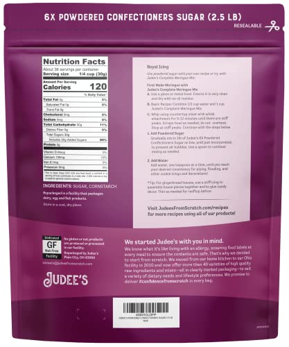 Judee’s 6X Powdered Confectioners Sugar 2.5 Lb - 100% Non-Gmo, Gluten-Free, And Nut-Free - 6X Size Perfect For Icings, Frostings, And Dusting Baked Goods #TOP1