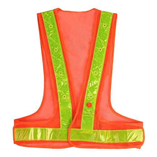 LED Light Up Safety Vest High Visibility Running Cycling Reflective Vest,Orange