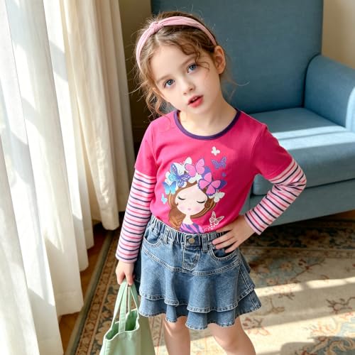 Image of VIKITA Girls Long Sleeve T-Shirt, Cotton Graphic Top