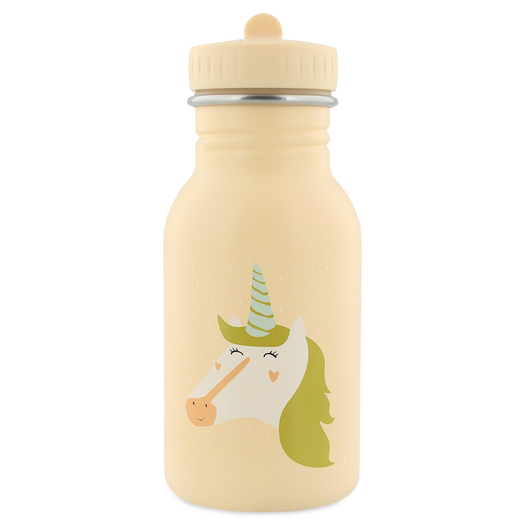 Trixie Baby stainless steel drinking bottle, 350ml/500ml, leak-proof, with carrying cord, slim shape for little hands, shatterproof, from 3 years (Mrs Unicorn, 350ml)
