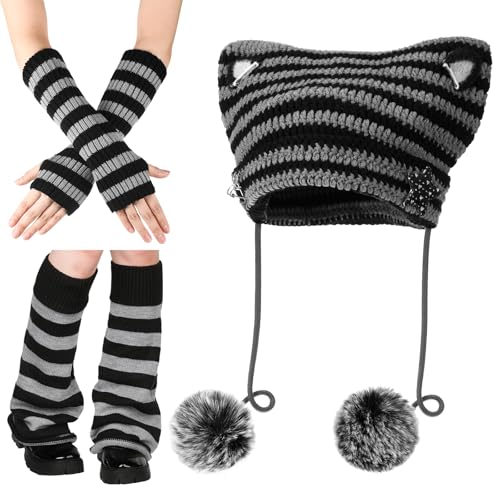 Silicherry Y2k Beanie Cat Crochet Hats Cat Beanie...