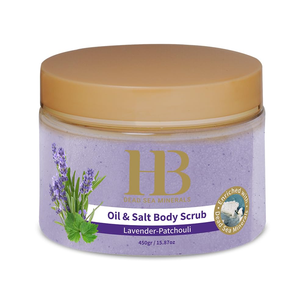 Health & Beauty Exfoliante Corporal del Mar Muerto con Extracto de Lavanda y Pachulí – Sales Minerales Naturales – Scrub Corporal Hidratante y Renovador – 450 g