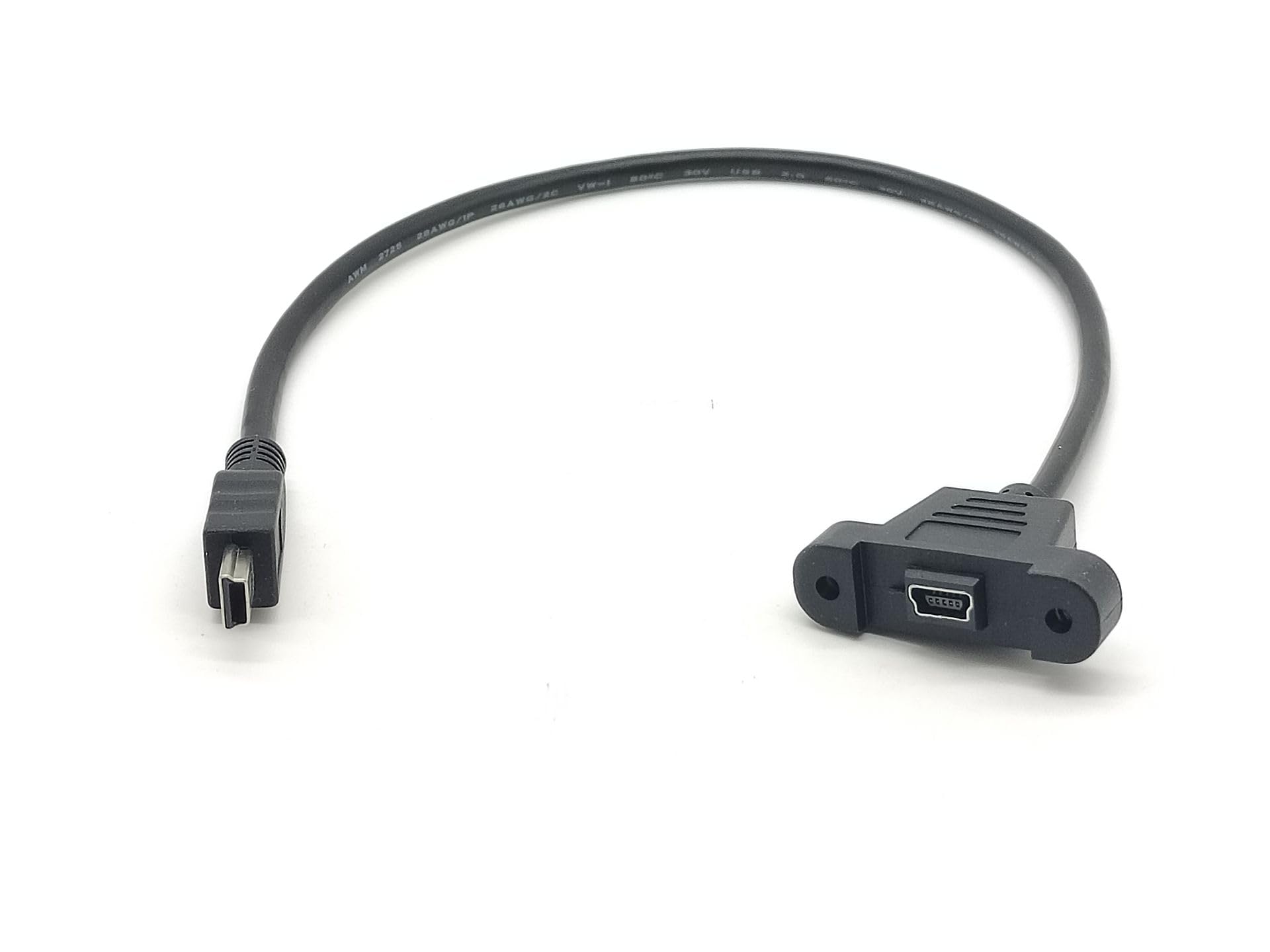 RIKYJIC USB Mini B Male to Mini B Female Panel Mount LAN Network USB Extension Cable 30cm with Screws