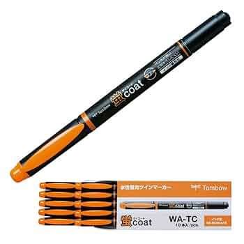 Amazon.co.jp: トンボ鉛筆 蛍光ペン 蛍コート 橙色 10本 WA-TC93