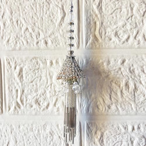 Image of Adikala Craft Store Handmade Ethnic Latkan Tassel Set of 2 for Saree Pallu, Blouse, Suits, Dupatta, Lehenga Decor | Ethnic Saree Pallu, Blouse, Suit, Dupatta & Lehenga Decoration (Silver D3)