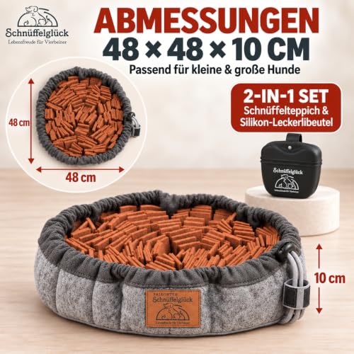 BALLONTE Schnüffelteppich Hund - 2-in-1 Schnüffelmatte mit Leckerlibeutel