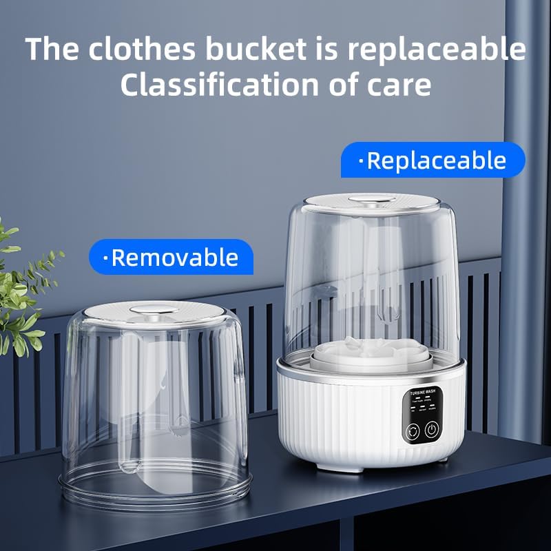 Miniatura 3 de Mini lavadora portátil de ropa interior, 3 modos de limpieza, recargable inalámbrica, batería de 4000 mAh, color blanco