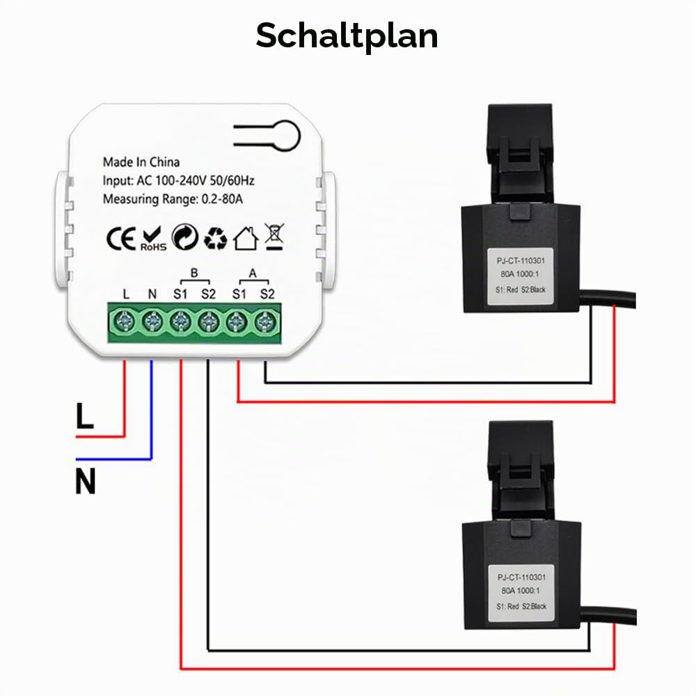 WLAN intelligentes Energiemessgerät Solar-Photovoltaik-System Energieverbrauch Energieproduktion bidirektionales Überwachungsmessgerät Handy-App-Steuerung Energiemonitor mit CT