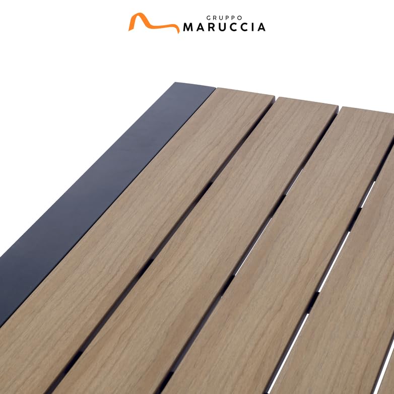 Gruppo Maruccia - Tavolo da Giardino in Alluminio e Legno Resinato - Allungabile da 160 a 210 cm - Resistente agli Agenti Atmosferici - Arredamento Ville, Resort, Casa (Antracite)