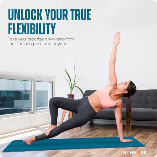 Image of Dual Colour TPE Pro Yoga Mat for Woman and Man with Alignment Guide Lines | Home Gym Equipment Exercise Mats for Workout | 6mm Thick Anti Slip Mat for Kids | Big Size with Cover Bag, Teal