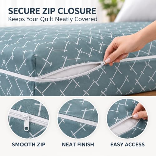 Image of Super Premium Quilt Cover Double Bed with Zipper Blanket Cover /rajai Cover /Comforter Cover /Duvet Cover King Size Soft Cotton Breathable Skin Friendly Stuff 90x100 Inches, Color- Light Grey