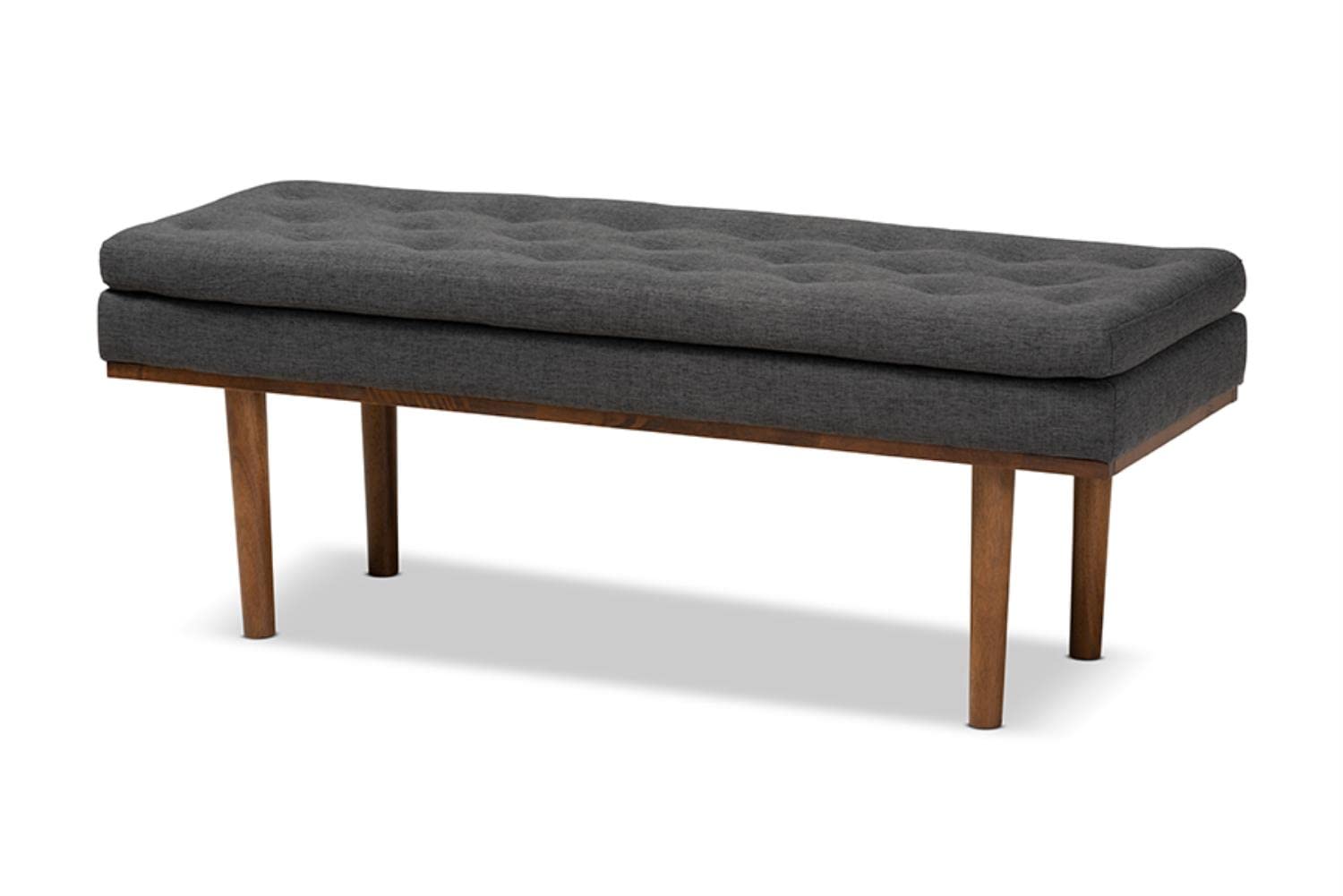 Photo 1 of Baxton Studio Arne Mid-Century Modern Dark Grey Fabric Upholstered Walnut Finished Bench