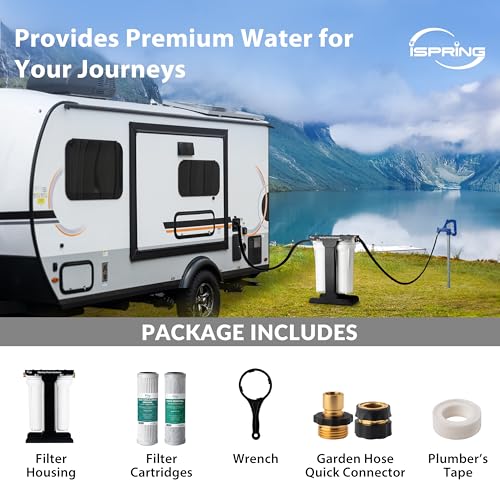Image of iSpring RV Water Filter System, SGS-Tested PFAS, Bacteria & Viruses Removal, Reduces Chlorine, Sediments, and Odor, High Capacity Tankless Design, Lead-Free Brass Quick Connectors(Model: CW21-PFBV)