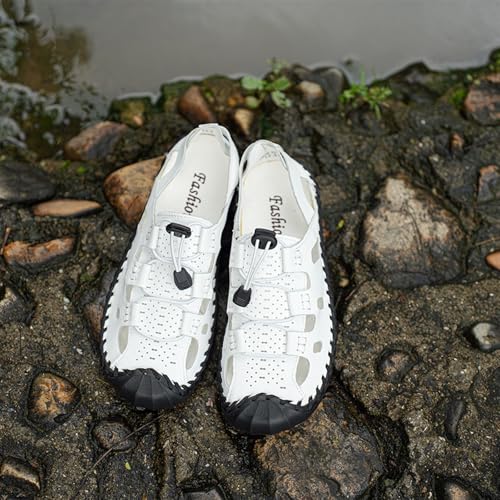 Men's Summer Hollow Leather Adjustable Straps Hand-sewn Sandals Casual Walking Sandals Hiking Closed Toe Beach Athletic Sandals Sports Trekking Outdoor Breathable Sandals4