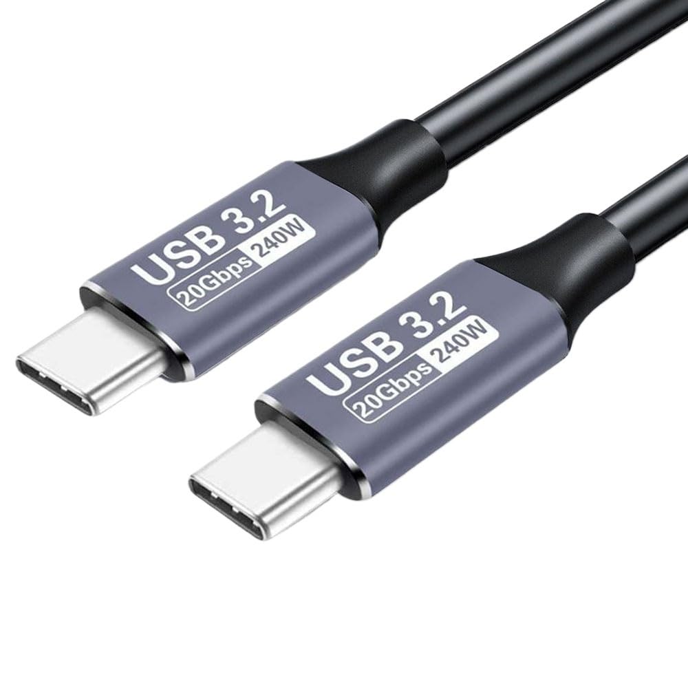 Cable USB 3.2 de 20 Gbps, 48 V, 5 A, 240 W, USB C a tipo C 3.2 Gen2, cable de transferencia de datos, 4K, 60 Hz, QC 3.0, carga rápida (1,5 m)