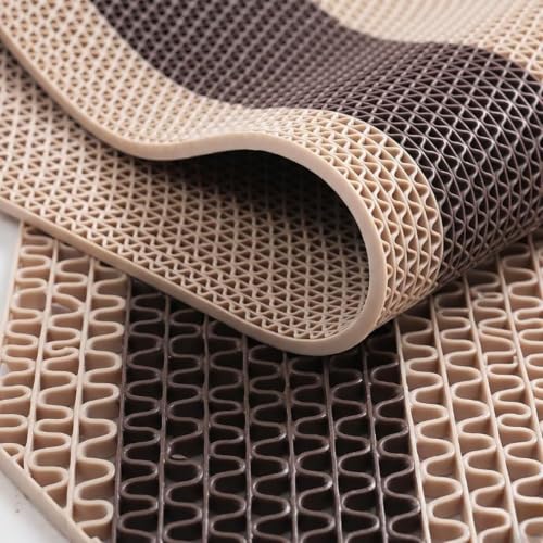 MORADO Dual Color Anti-Skid PVC Rubber Floor Mat | Waterproof Multipurpose Non-Slip Mat for Bathroom, Shower, Entrance, Balcony & Swimming Pool | Indoor & Outdoor Use,2x30Ft,Cream&Brown