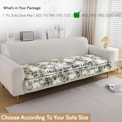 Image of HOKIPO 'Elira Series' Water Repellent + Waterproof Quilted Sofa Mats | Make Your Own Sofa Cover Set | Length 150cm - Feather Brown Floral (AR-5246-C1)