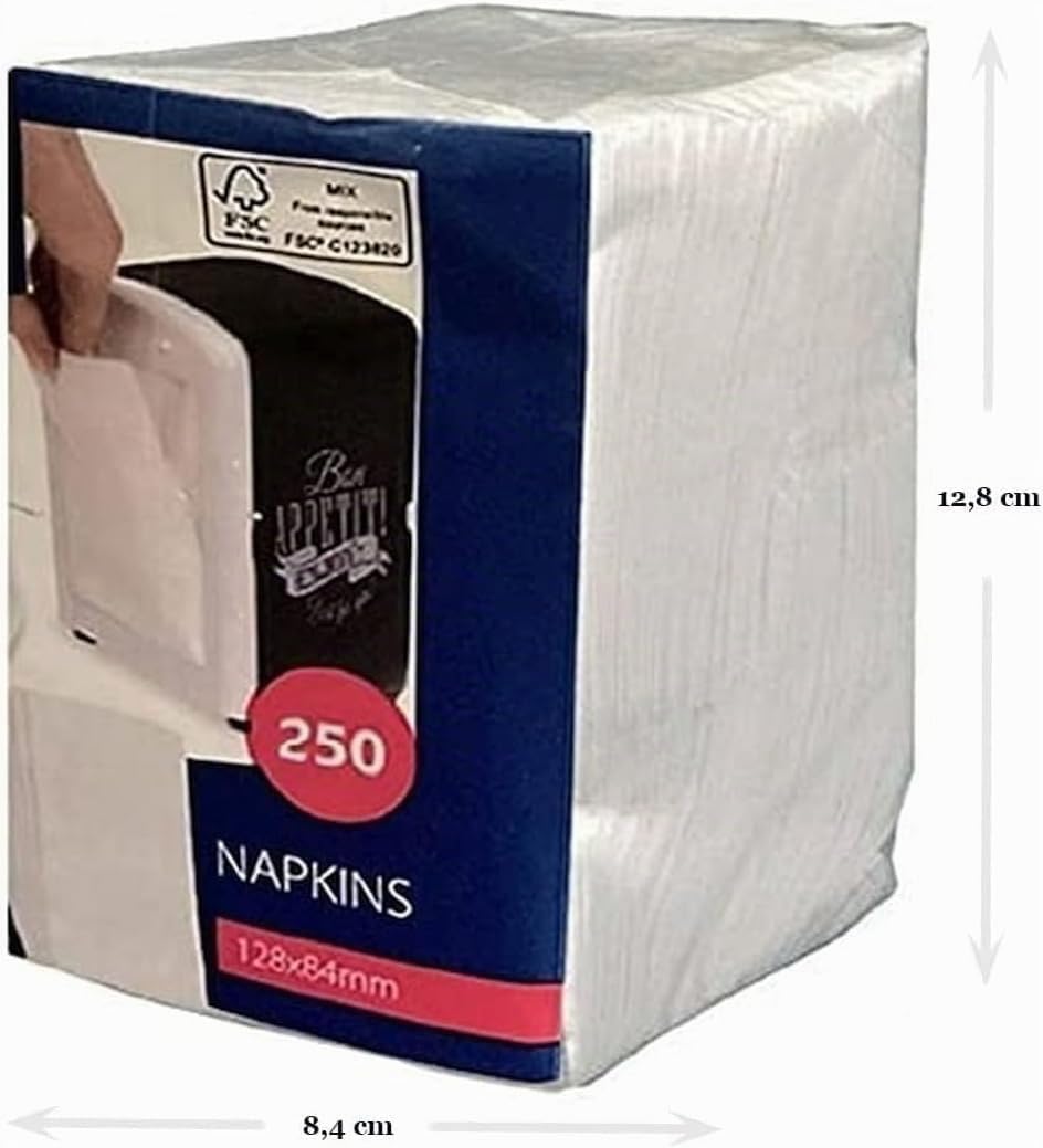 Lot de 3000 serviettes en cellulose - Pliées en 1/8 - Blanc - 12 x 8,5 cm - Pour bistro - Pour bistro - Gastro - Compatible avec les distributeurs Cabanaz (12 x 250 pièces, blanc, a bit thicker)