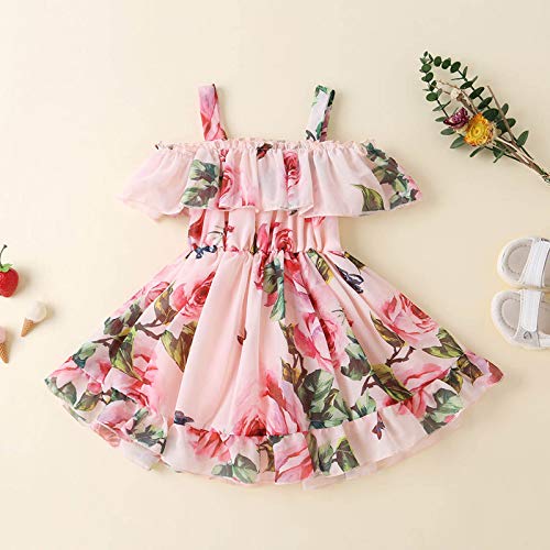 Vestido para meninas com estampa de bebê infantil com babados e estampa floral infantil vestido de p