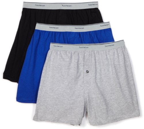 Fruit of the Loom Men'sKnit Boxer With Exposed Waistband - Colors May Vary(Pack of 3)