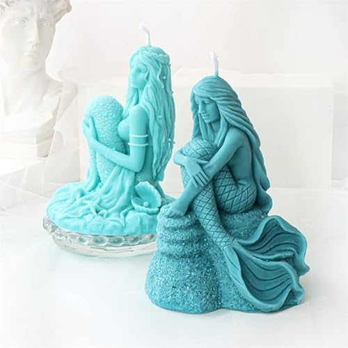 Lsleva Multi Style 3D Mermaid Seashell Shape Silicone Candle Molds, Sexy Woman Body Candle Mold For Candle Making Resin Soap Casting, Marine Theme Molds For Gift Craft Supplies Home Decor (H) #TOP3