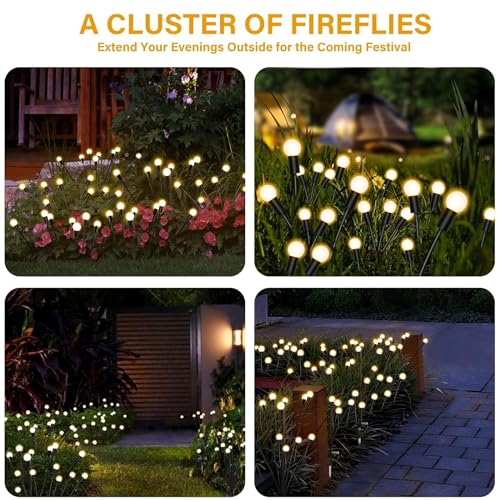 Image of Plastic Firefly Outdoor Solar Decoration Waterproof LED Light For Garden Balcony (Pack Of 1), 4.8 X 4.8 X36.3 cm,Gold