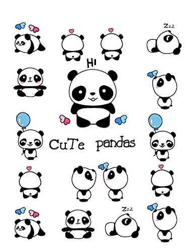 Waterproof Temporary Fake Tattoo Stickers Cute Panda Animals Blue Balloon Cartoon Design Kids Child Body Art Make Up Tools Set of 2