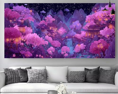 Broderie Diamant 5D Grand Format Contre le Stress : Kit Complet Toile Adhésive Forte Paysage Japon