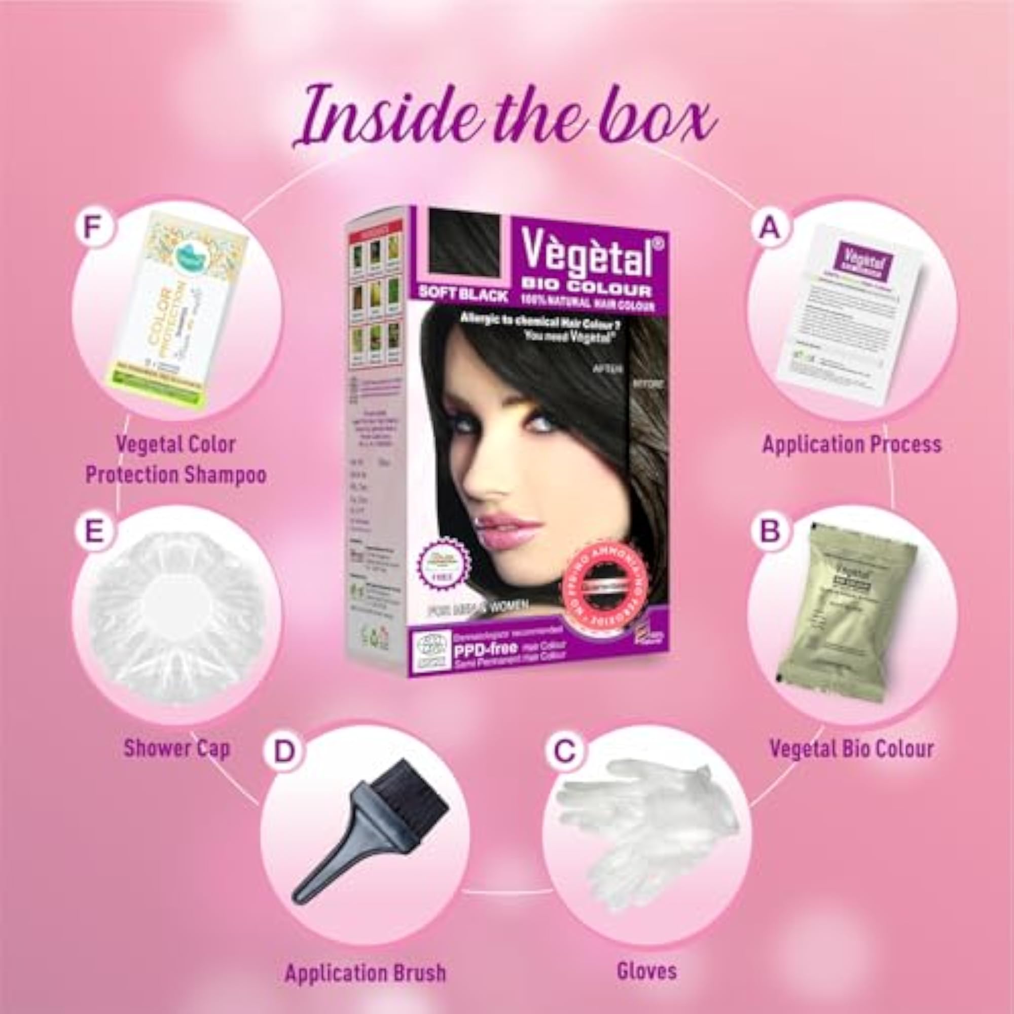 Natural Herbal Hair Colour Soft Black, Ammonia-Free & PPD-Free