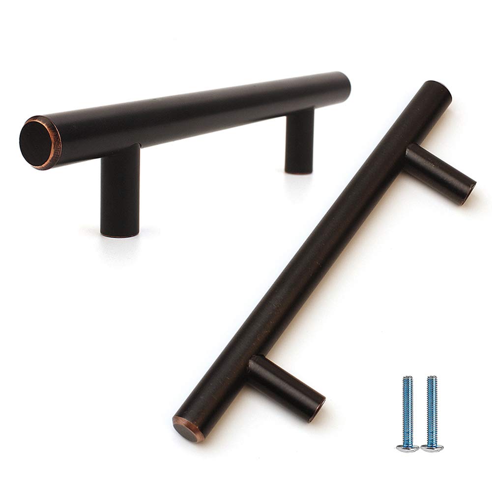 Oil Rubbed Bronze T Bar Cabinet Hardware Furniture Drawer Pull Handle For Kitchen Bathroom Bedroom 3 8 Inch 96mm Hole Centers 10 Packs Amazon Com