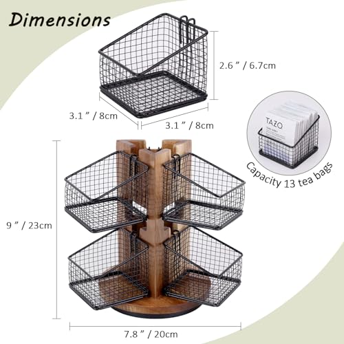 image for HTB Carousel Tea Bag Organizer for Counter, 2 Tier Tea Bag Holder with