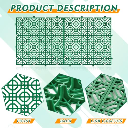Image of 20 Pcs Ground Protection Mats, Green Interlocking 15.7 x 15.7 in