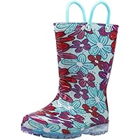 NORTY PVC Rain Boots for Kids - Waterproof PVC Boots Boys and Girls Solid & Printed Rainboots for Toddlers and Kids - Light Up Flowers