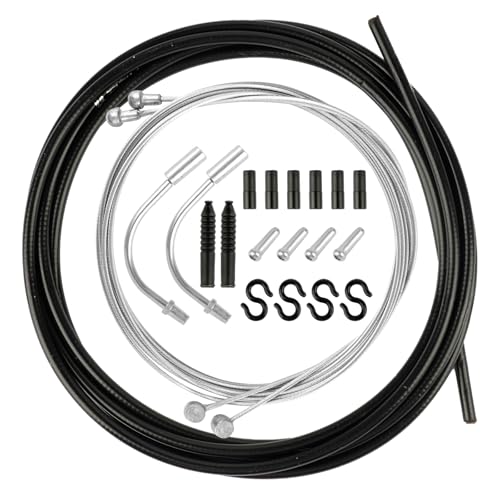 Bremszug Fahrrad Set 2.5M Schaltzug Fahrrad Universal Bremsseil Set mit 2 V Bremskrümmer(110 Grad) und Staubschutzhülle Bremskabel Ersatz für Mountainbike Rennrad