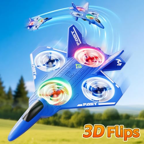 Image of Remote Control Airplane Drone for Kids Ages 4-6-8-10-12, RC Plane Jet Drone with One Key Take Off-Landing, Headless Mode, 360 Flip for Kids Boys Beginners, Outdoor Flying Toys Birthday Gifts for Boys