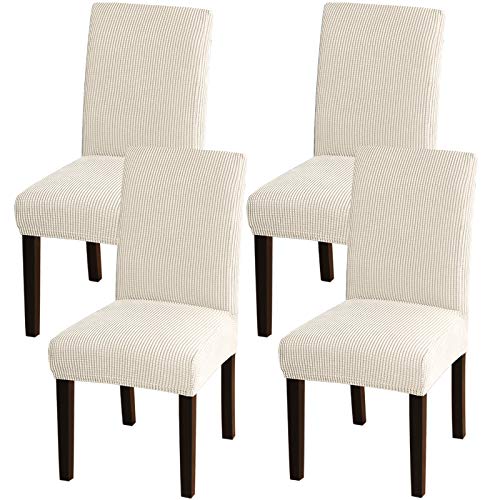 Turquoize Chair Covers for Dining Room Dining Chair Covers Set of 4 Stretch Dining Chair Slipcover Parsons Chair Covers Removable Chair Protector Covers for Dining Room, Hotel (4, Biscotti Beige)